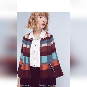 Anthropologie Colorful Checkered Cardigan